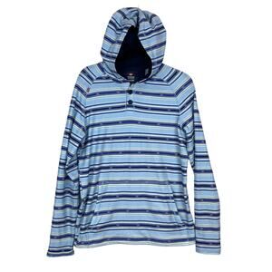 Rhone Endless Sun Collection Men's Hooded Henley Long Sleeve Small Striped Shirt